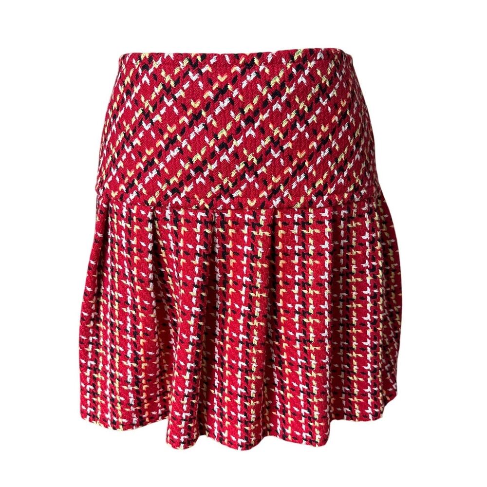 ANNA SUI Plaid Tweed Skirt Pleated Size Medium Academia Traditional